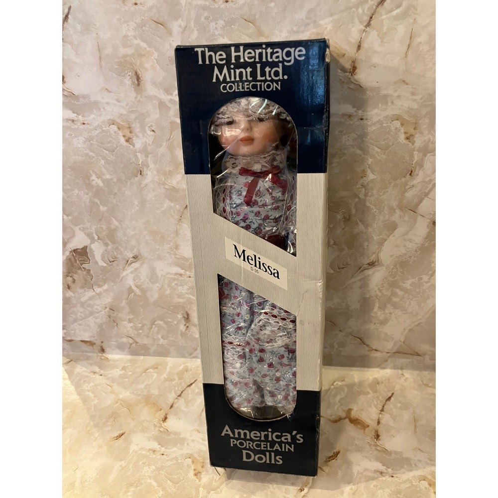 Heritage Mint Ltd Melissa 16 Inch Porcelain Doll 1989 Blue Floral Dress D-35